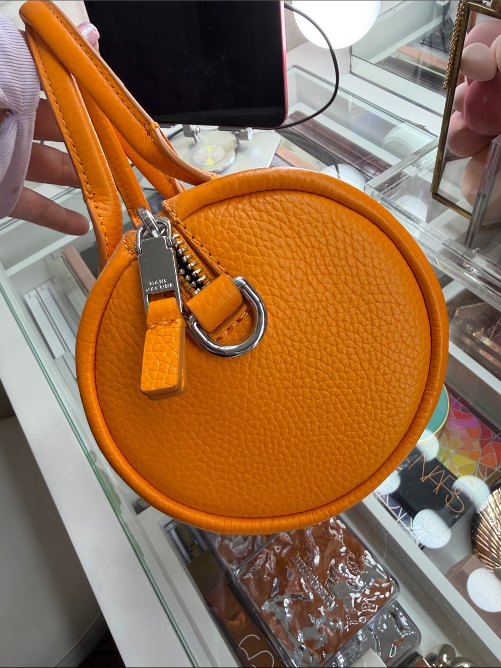 Marc Jacobs Mini Duffle Bag in Bright Orange Pebbled Leather - Picture 8 of 10